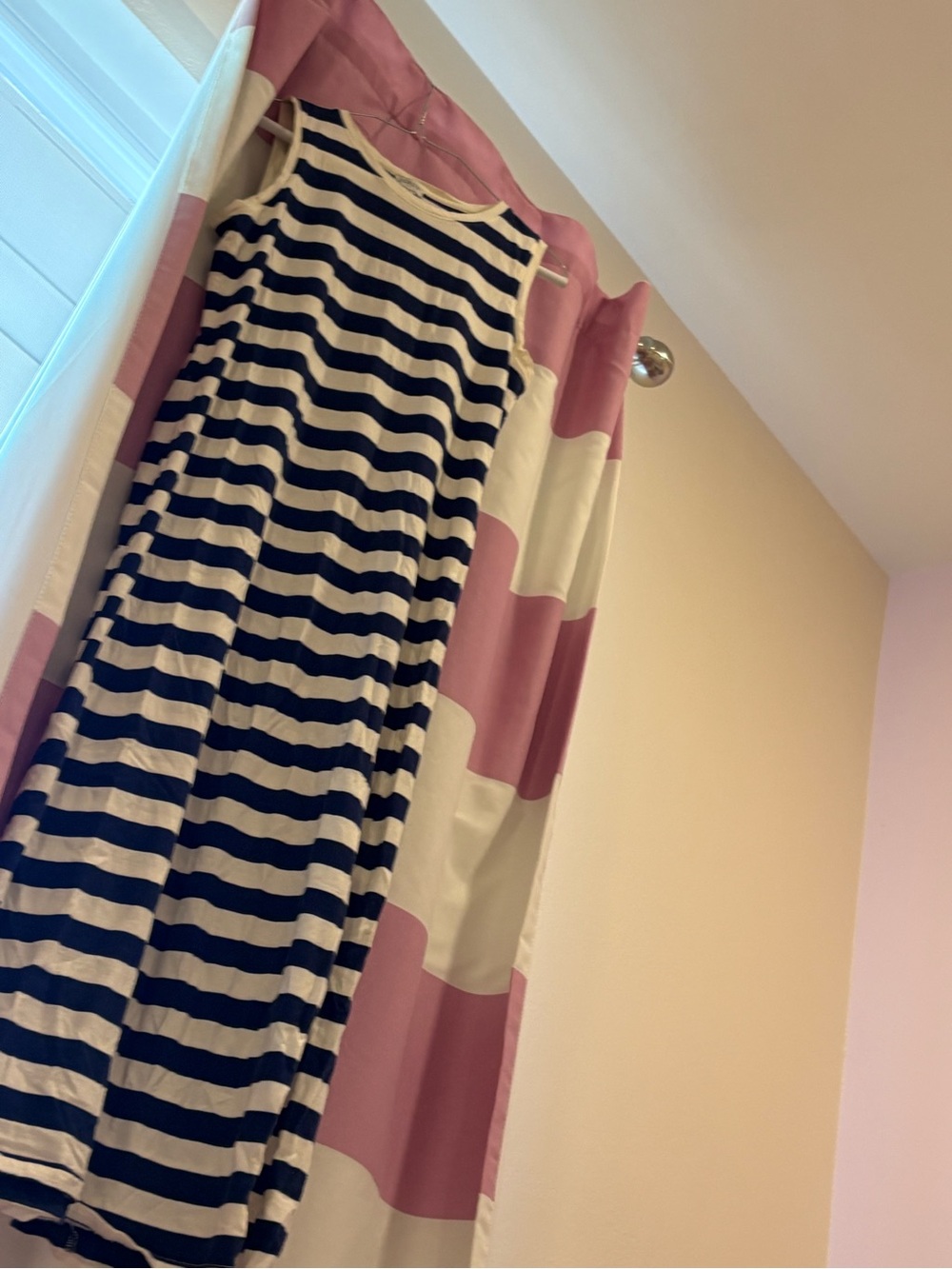 J. Crew Navy and White Striped Sleeveless Maxi Dress
